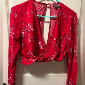 Sassy wild fable, floral red long sleeve top